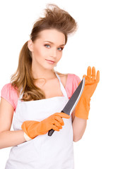 housewife with big knife