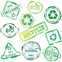 Vector green bio and eco stamps