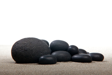 Ambiance zen - pierres noires et sable