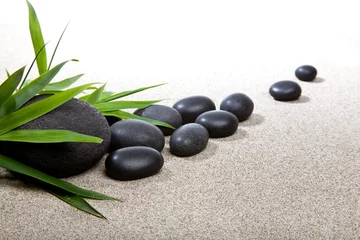 Rolgordijnen Zen-sfeer - zwarte stenen en bamboe © Olivier-Tuffé