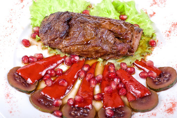 beef steak with pomegranate