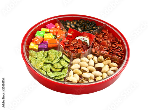 Chinese new year candy display "Chinese New Year - candy box/tray" Stock photo and royalty-free images