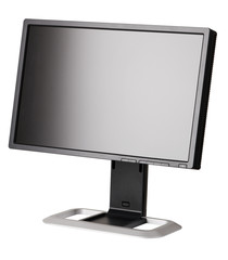 Modern black computer monitor isolated on white background
