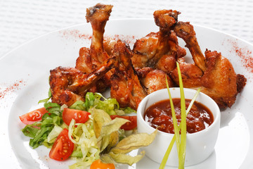 chicken wings with hot spicy barbecue sauce