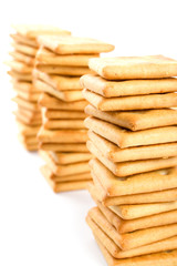 three stacks of cookies
