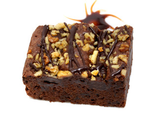 cake truffle with black chocolate sauce