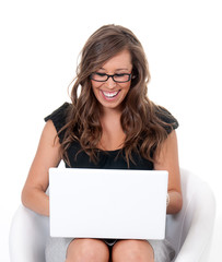 Fototapeta premium Young woman using laptop computer