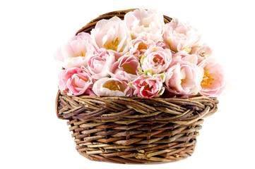 tulips in a basket