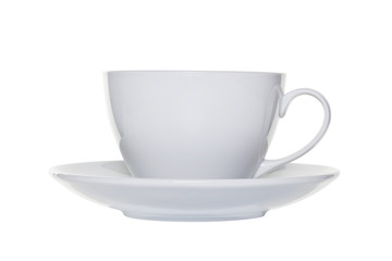 White tea cup and saucer cut out