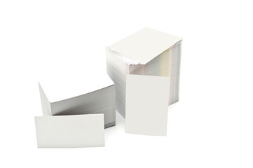 Two stacks of blank business cards