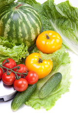 Fresh vegetables isolated on white