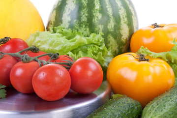 Fresh vegetables isolated on white