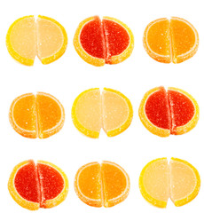 fruit jellies in form citrus on white