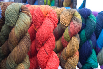 Skeins of colorful yarn
