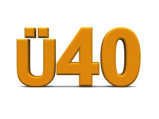 Ü40 - 3D Text - Orange/Gold - freigestellt