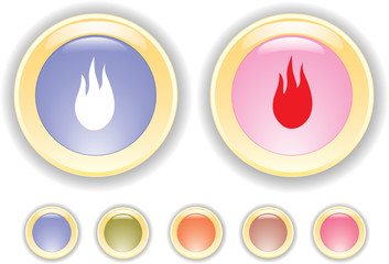 Vector collection icons with burning flame icon