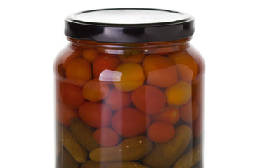Cucumber and tomato jar
