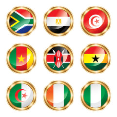 Flag buttons Africa. Vector, each in separated layer