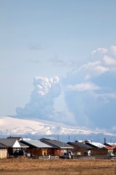 Eyjafjallajokull Volcano And Houses