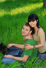 Young couple with laptop