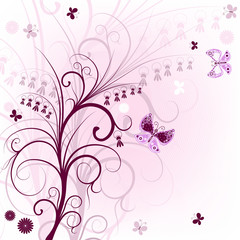 Pink floral frame (vector) © Olga Drozdova