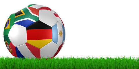 Obraz premium WM 2010 Fussball auf Grasstreifen
