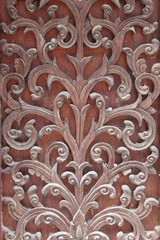 Carving on the window of temple, Borabue, Mahasarakam