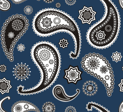 Islamic paisley blue vector pattern