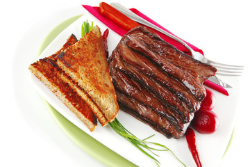 cutted meat with bread