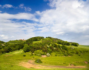 Fototapeta na wymiar Thüringer Landschaft mit Leuchtenburg