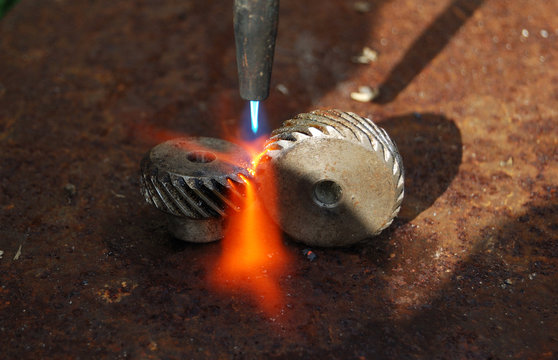 Pair of gears heat up a gas torch