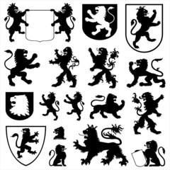 Silhouettes of heraldic lions