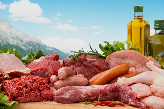 assorted raw meats