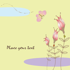 Springtime flora card with butterfly