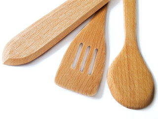 Kitchen Wooden Utensil on white background.