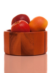 Apples on wooden basin