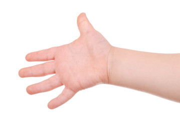 Children's hand isolated on white