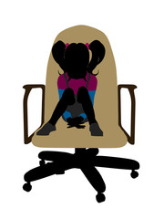 A Girl Sitting On A Chair Illustration Silhouette