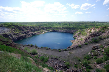 Blue lake in open pit
