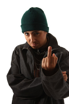 Typ zeigt Finger