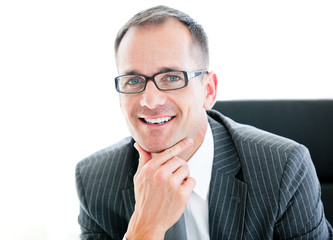Portrait of an smiling businessman wearing googles