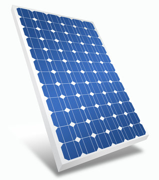 3d solar panel isolated on white