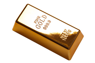 Gold bar isolated with clipping path