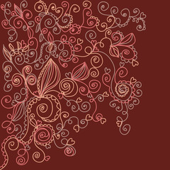 Floral dark background with hearts