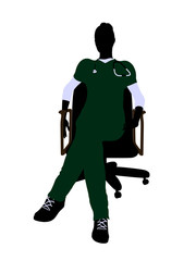 Obraz premium Female Doctor Sitting On A Chair Illustration Silhouette