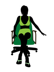 Female Volleyball Player Sitting In A Chair Silhouette