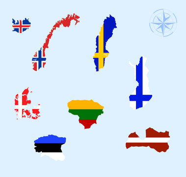 nordic and baltic countries of europe vector