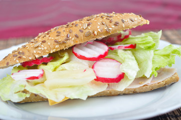 Triangle fresh sandwich with vegetable