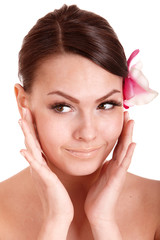 Fototapeta premium Beautiful girl with make up. Isolated.