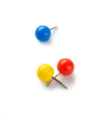 Push pins isolated on white